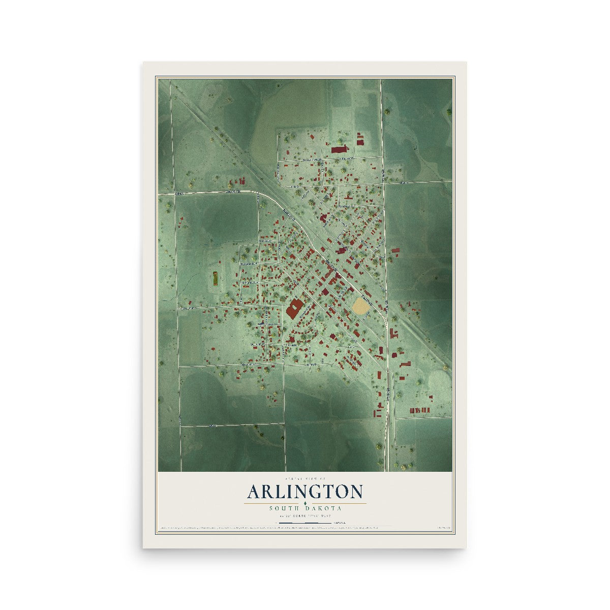 Map of Arlington, South Dakota, 12 x 18 inch unframed archival matte print