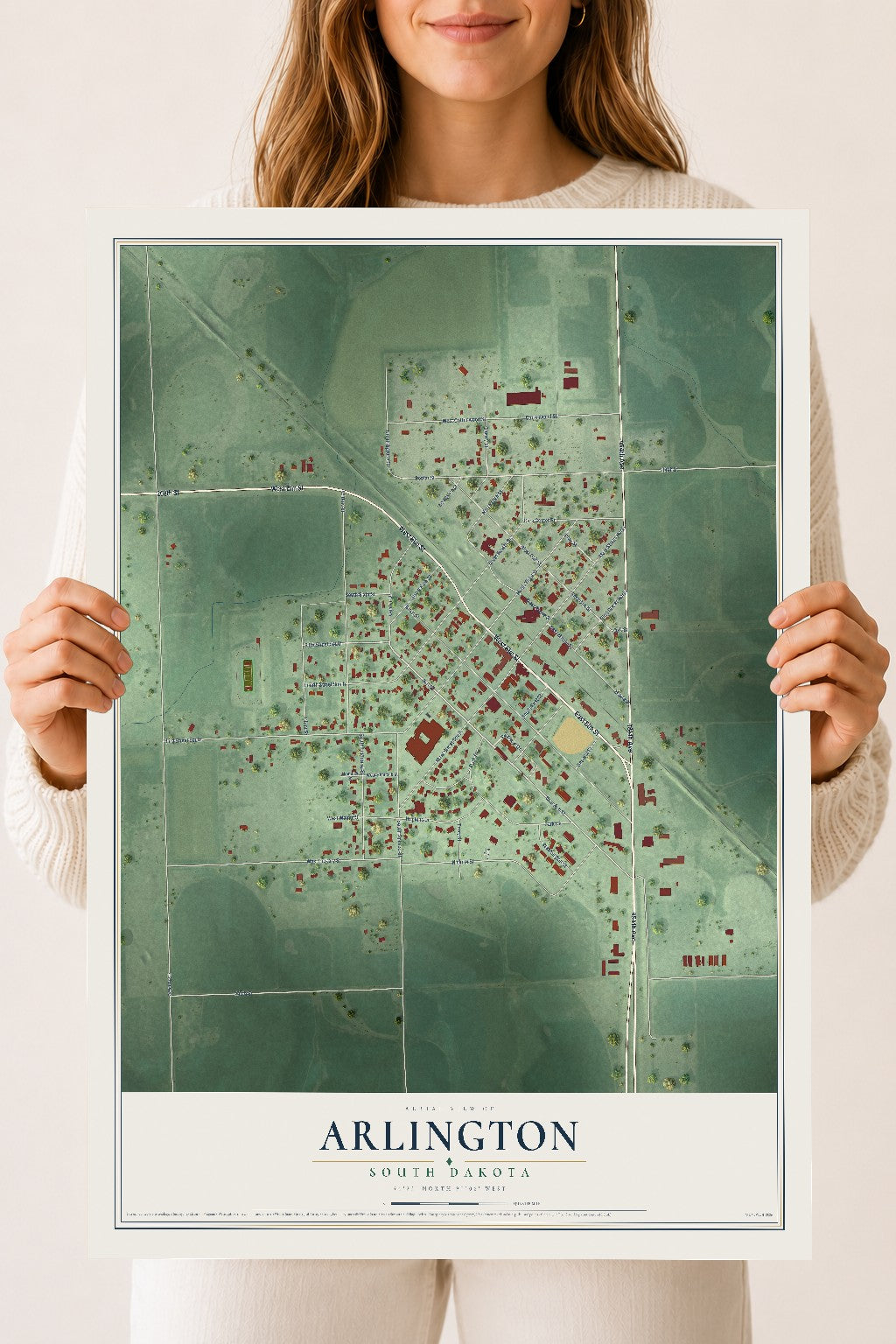 Map of Arlington, South Dakota, 18 x 24 inch unframed archival matte print