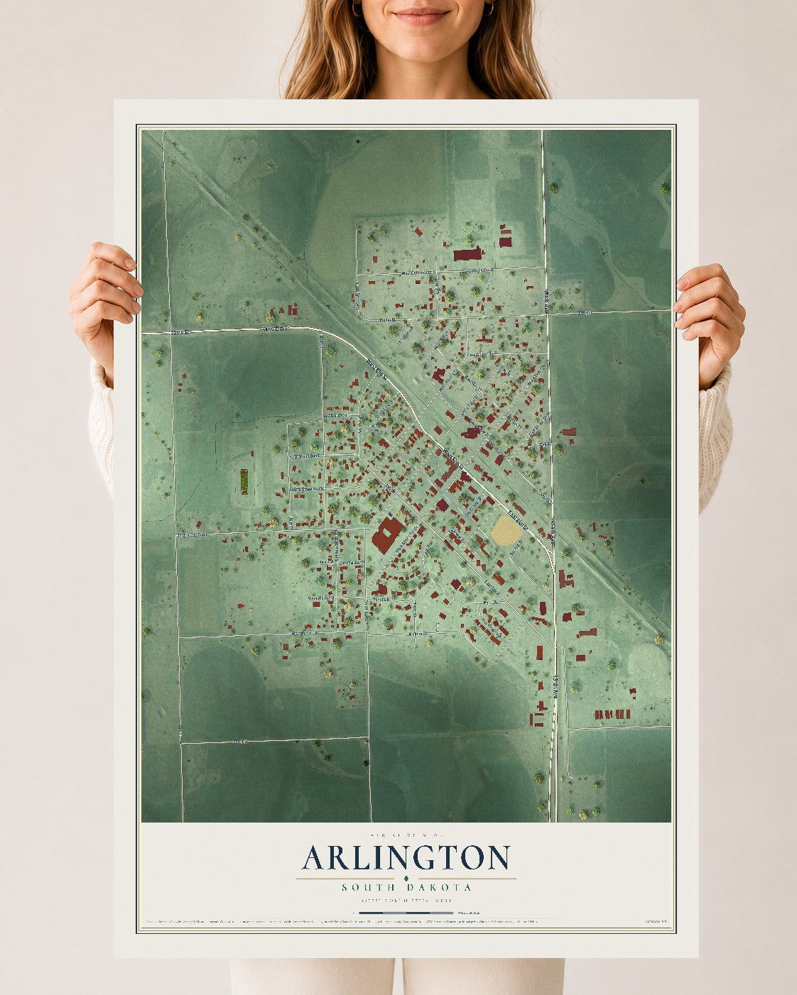 Map of Arlington, South Dakota, 24 x 36 inch unframed archival matte print