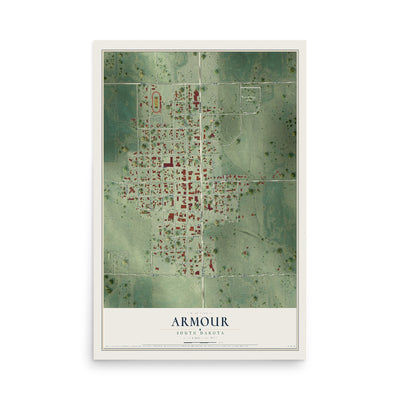 Map of Armour, South Dakota, 12 x 18 inch unframed archival matte print