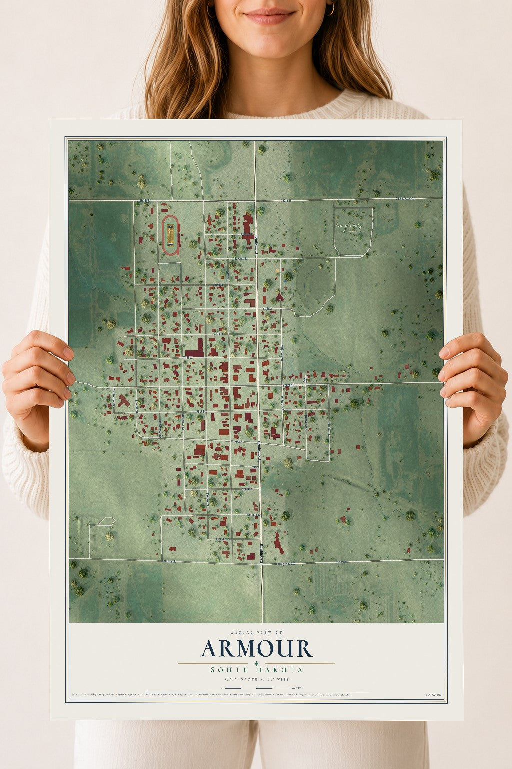 Map of Armour, South Dakota, 18 x 24 inch unframed archival matte print