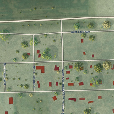 Second close-up of the map of Artesian, South Dakota print showing more streets and buildings