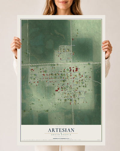Map of Artesian, South Dakota, 24 x 36 inch unframed archival matte print