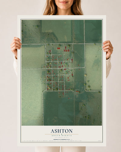 Map of Ashton, South Dakota, 24 x 36 inch unframed archival matte print