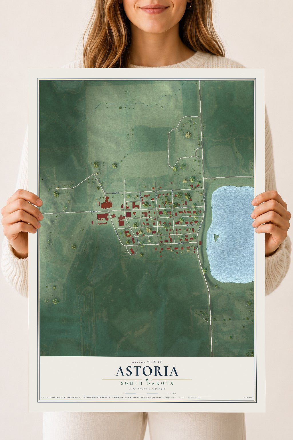 Map of Astoria, South Dakota, 18 x 24 inch unframed archival matte print