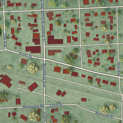 Second close-up of the map of Aurora, South Dakota print showing more streets and buildings