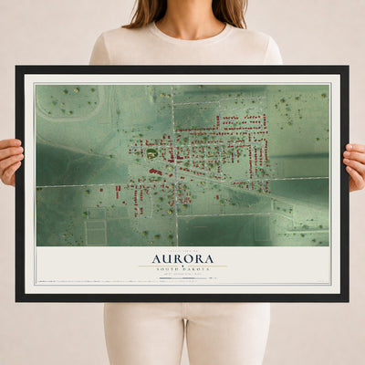 Map of Aurora, South Dakota, 18 x 24 inch print in a black wood frame