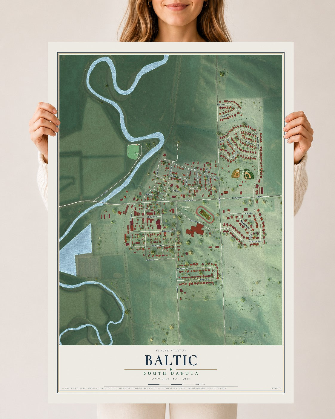 Map of Baltic, South Dakota, 24 x 36 inch unframed archival matte print