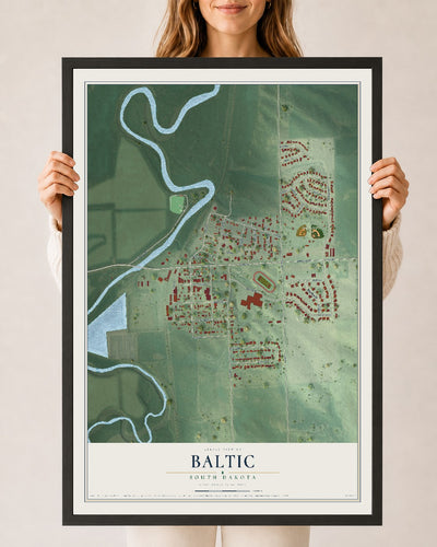 Map of Baltic, South Dakota, 24 x 36 inch print in a black wood frame