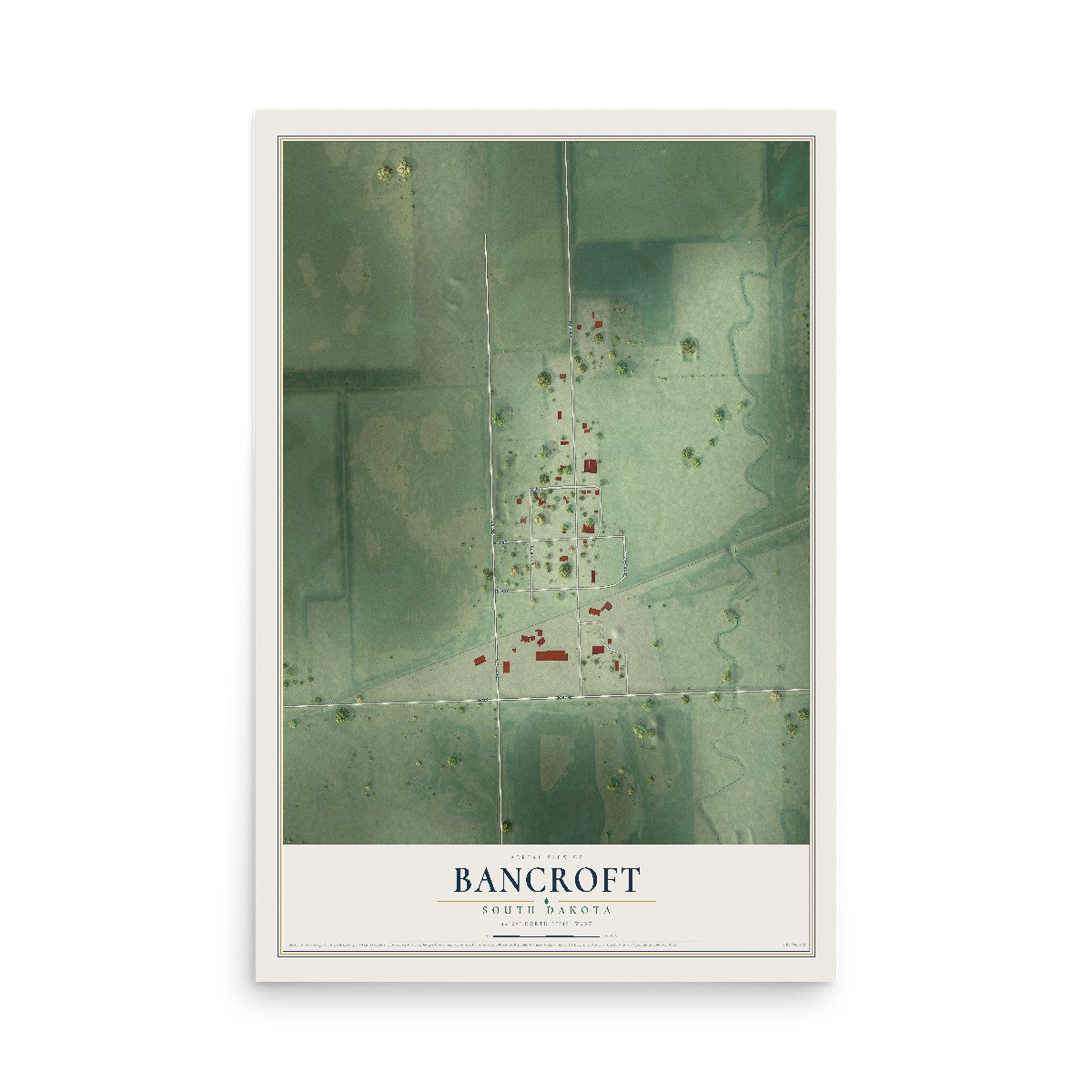 Map of Bancroft, South Dakota, 12 x 18 inch unframed archival matte print
