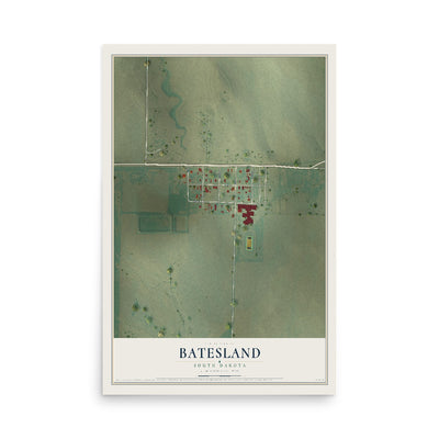 Map of Batesland, South Dakota, 12 x 18 inch unframed archival matte print