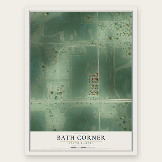 Bath Corner, South Dakota map print, the full design