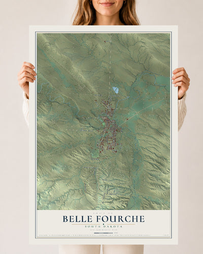 Map of Belle Fourche, South Dakota, 24 x 36 inch unframed archival matte print