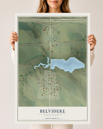 Map of Belvidere, South Dakota, 24 x 36 inch unframed archival matte print