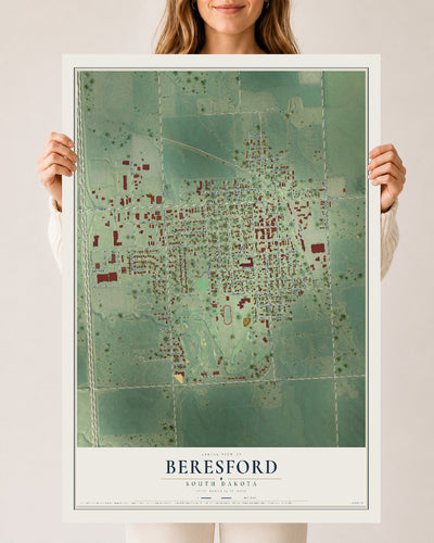 Map of Beresford, South Dakota, 24 x 36 inch unframed archival matte print