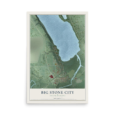 Map of Big Stone City, South Dakota, 12 x 18 inch unframed archival matte print