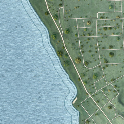 Close-up of the map of Big Stone City, South Dakota print showing street and building detail