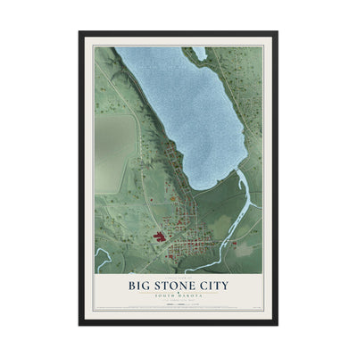 Map of Big Stone City, South Dakota, 12 x 18 inch print in a black wood frame