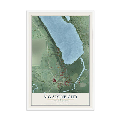 Map of Big Stone City, South Dakota, 12 x 18 inch print in a white wood frame