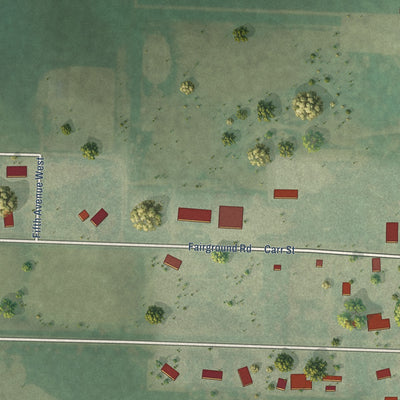Second close-up of the map of Bison, South Dakota print showing more streets and buildings