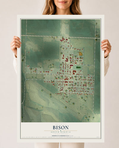 Map of Bison, South Dakota, 24 x 36 inch unframed archival matte print