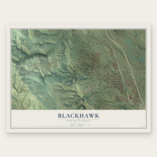 Blackhawk, South Dakota map print, the full design