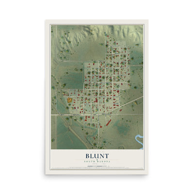 Map of Blunt, South Dakota, 12 x 18 inch unframed archival matte print