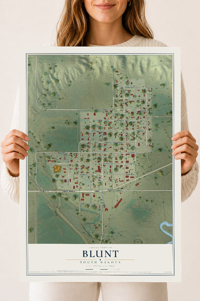 Map of Blunt, South Dakota, 18 x 24 inch unframed archival matte print