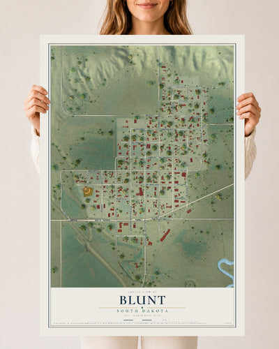 Map of Blunt, South Dakota, 24 x 36 inch unframed archival matte print