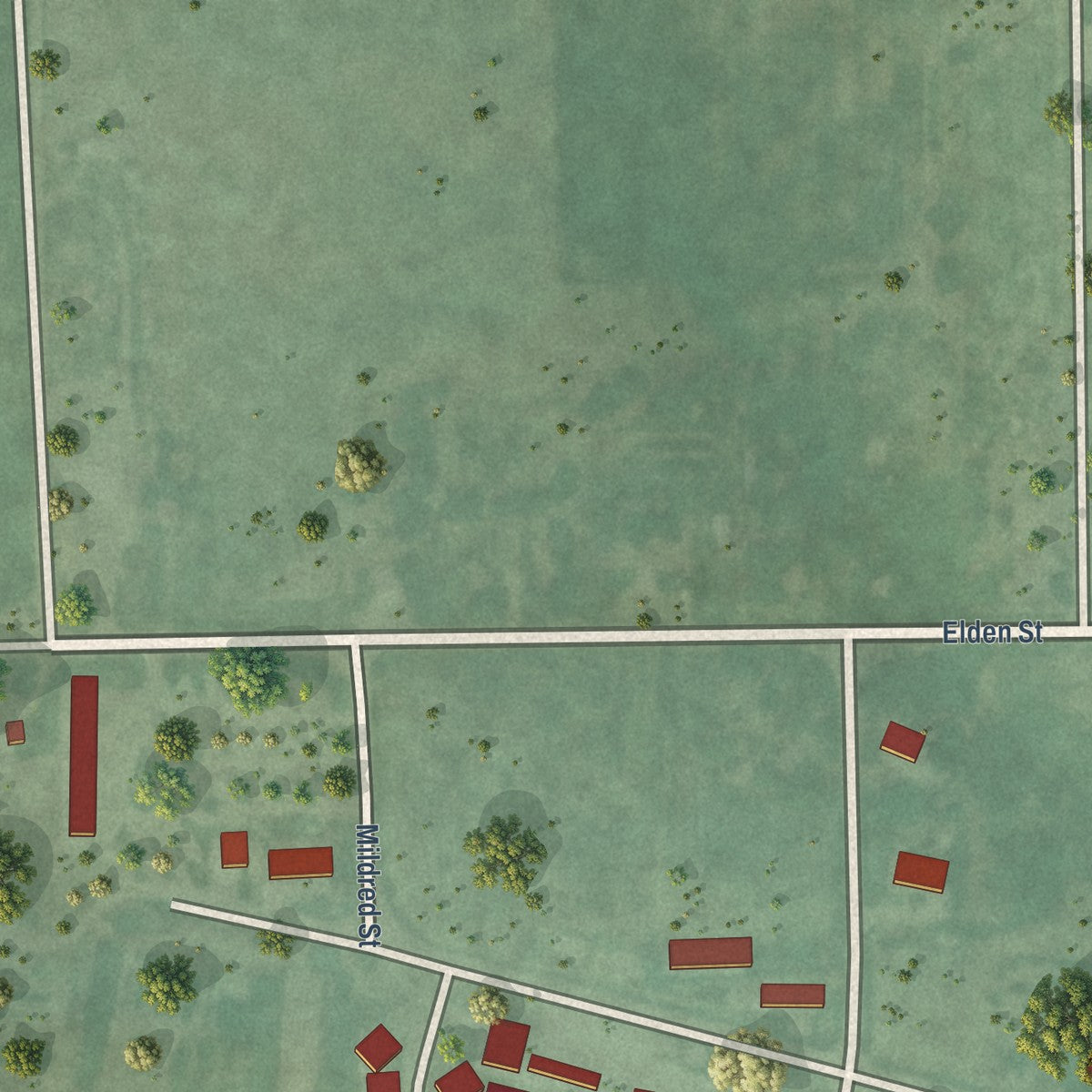 Second close-up of the map of Bonesteel, South Dakota print showing more streets and buildings