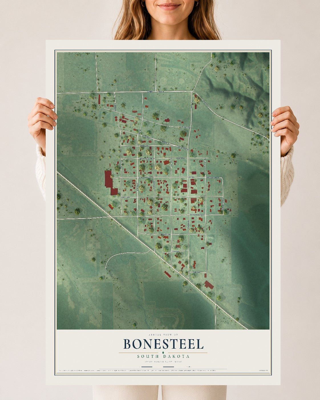 Map of Bonesteel, South Dakota, 24 x 36 inch unframed archival matte print
