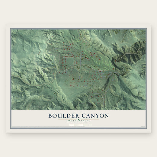 Boulder Canyon, South Dakota map print, the full design