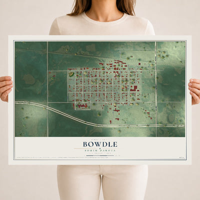 Map of Bowdle, South Dakota, 18 x 24 inch unframed archival matte print