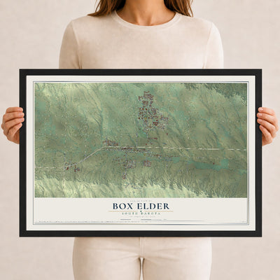 Map of Box Elder, South Dakota, 12 x 18 inch print in a black wood frame