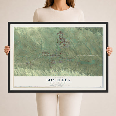 Map of Box Elder, South Dakota, 24 x 36 inch print in a black wood frame