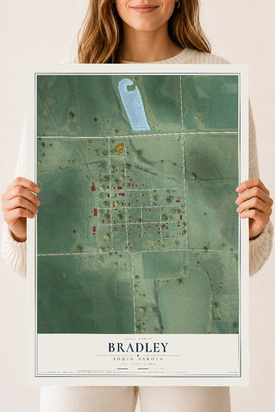 Map of Bradley, South Dakota, 18 x 24 inch unframed archival matte print