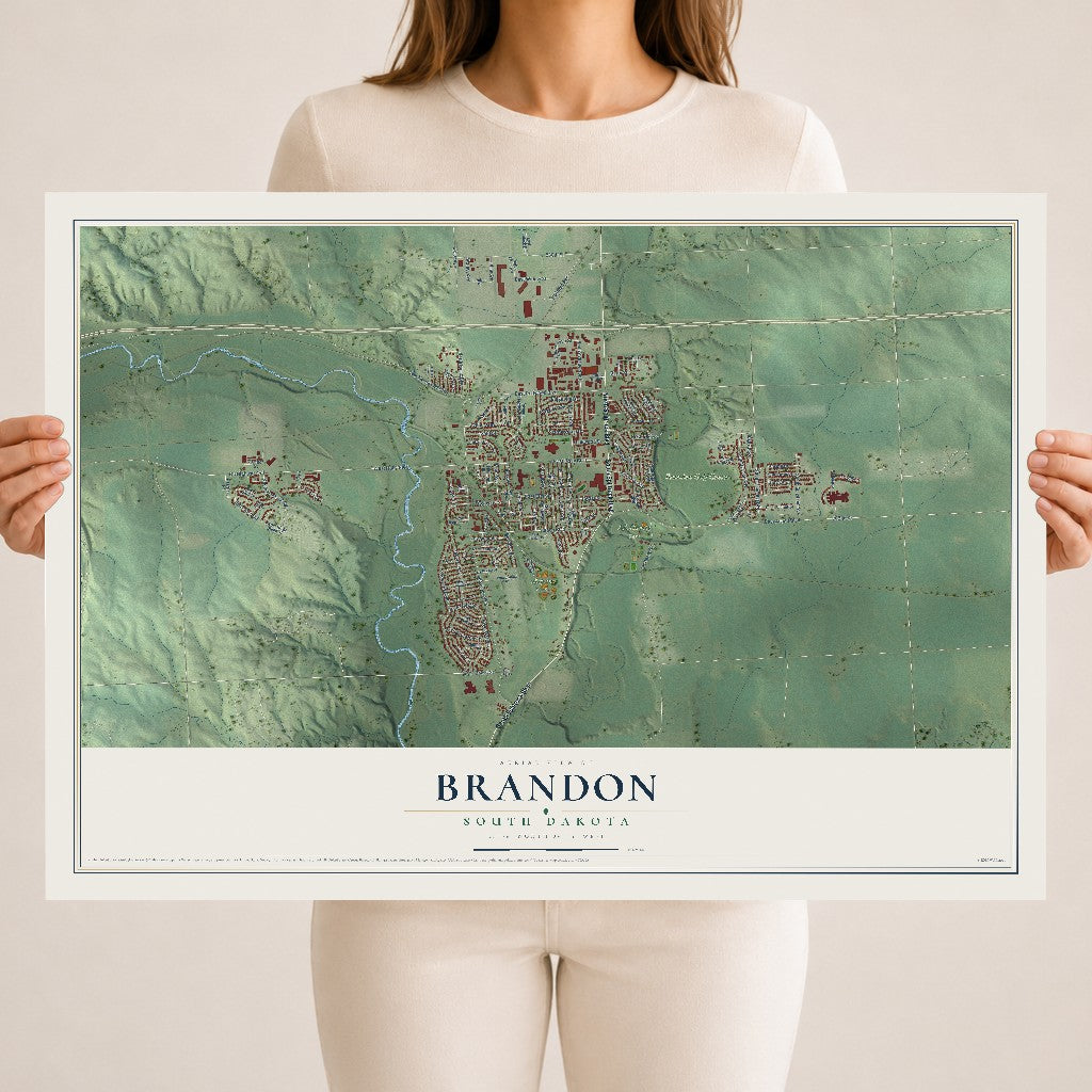 Map of Brandon, South Dakota, 18 x 24 inch unframed archival matte print