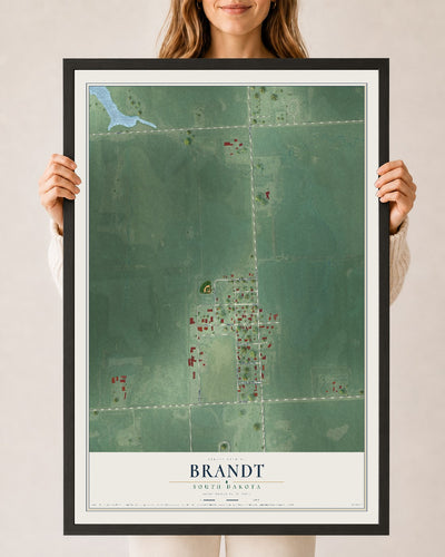 Map of Brandt, South Dakota, 24 x 36 inch print in a black wood frame