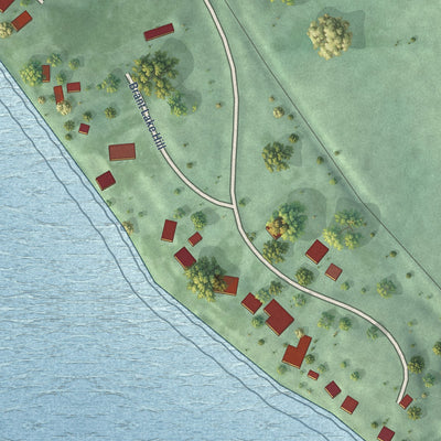 Close-up of the map of Brant Lake, South Dakota print showing street and building detail