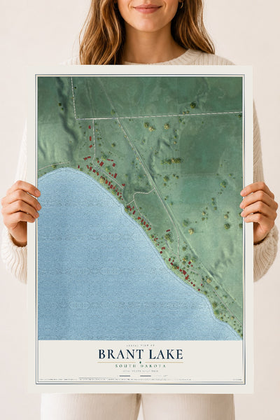 Map of Brant Lake, South Dakota, 18 x 24 inch unframed archival matte print