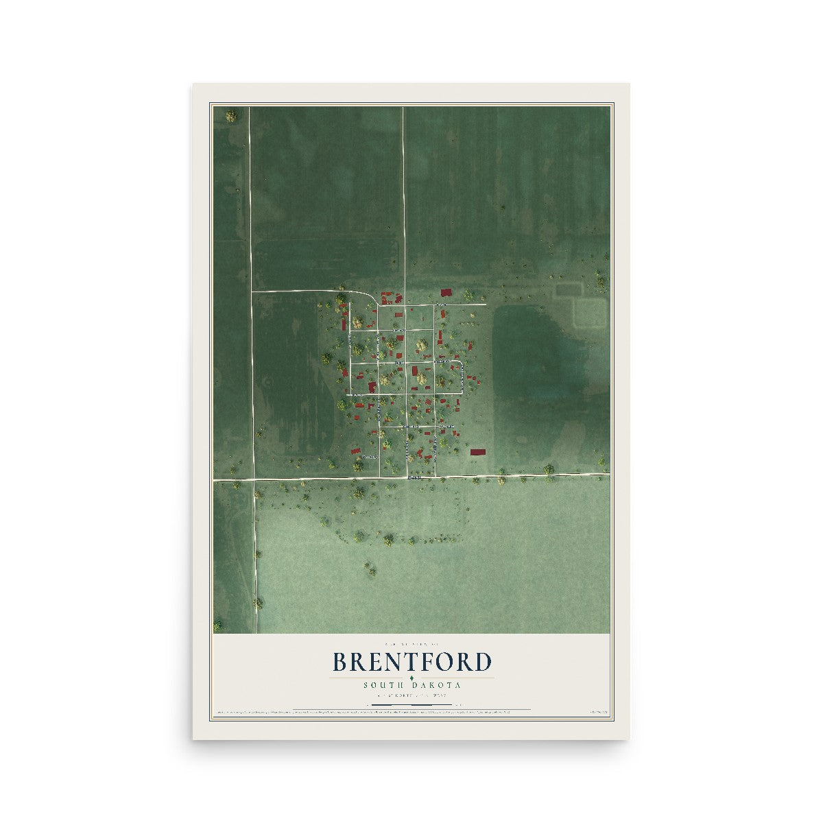 Map of Brentford, South Dakota, 12 x 18 inch unframed archival matte print