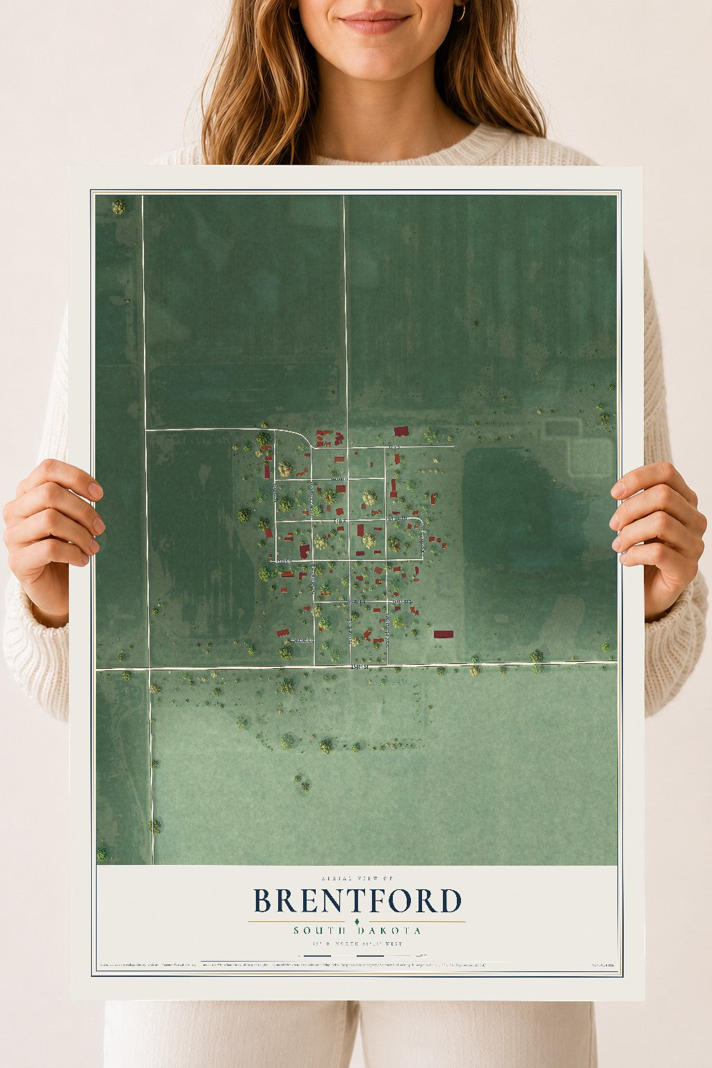 Map of Brentford, South Dakota, 18 x 24 inch unframed archival matte print
