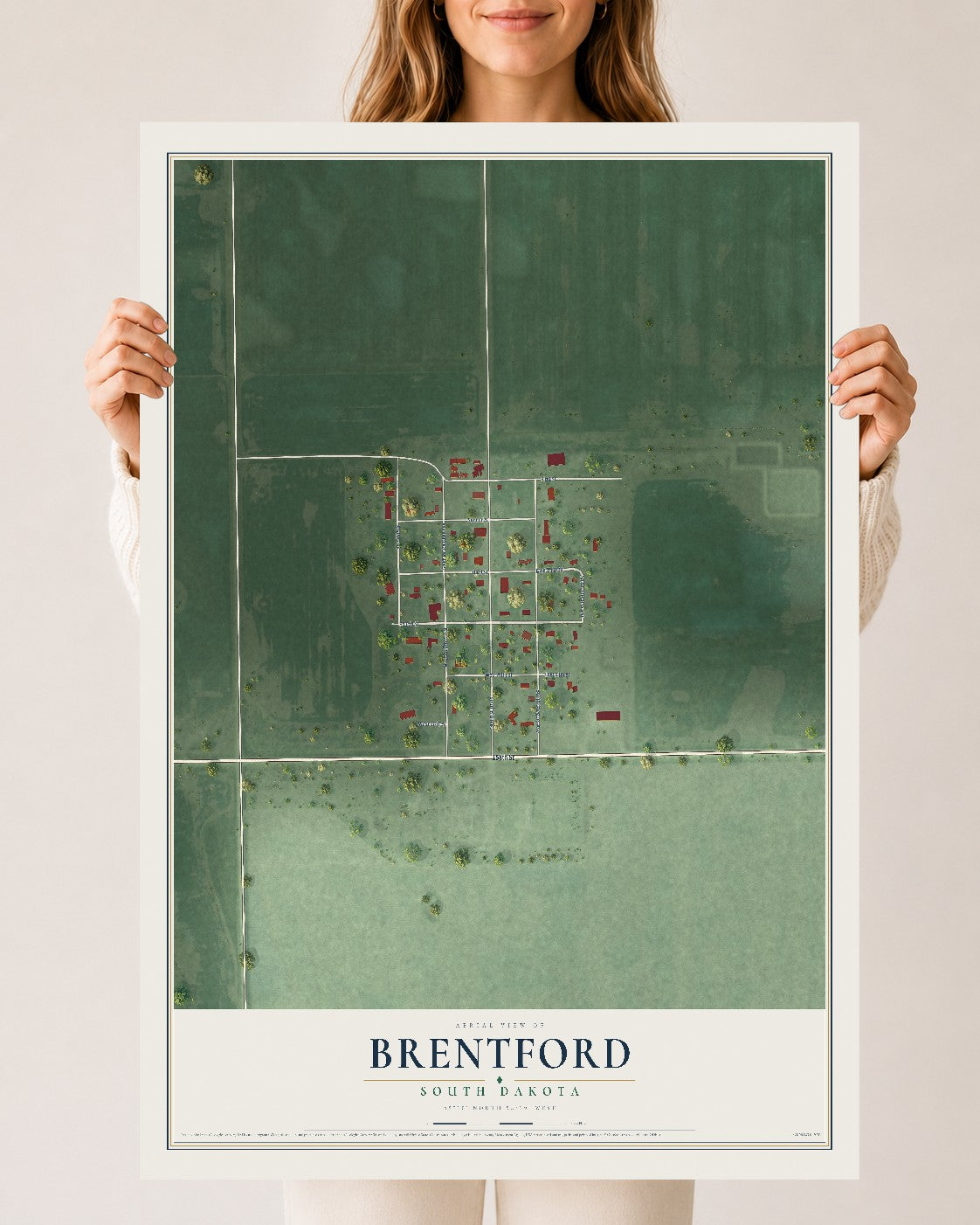 Map of Brentford, South Dakota, 24 x 36 inch unframed archival matte print