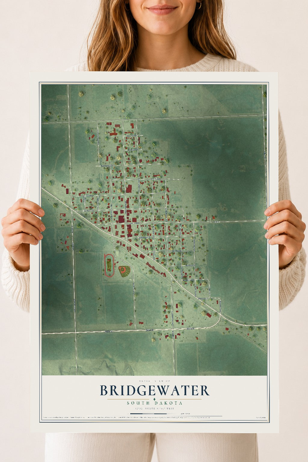 Map of Bridgewater, South Dakota, 18 x 24 inch unframed archival matte print