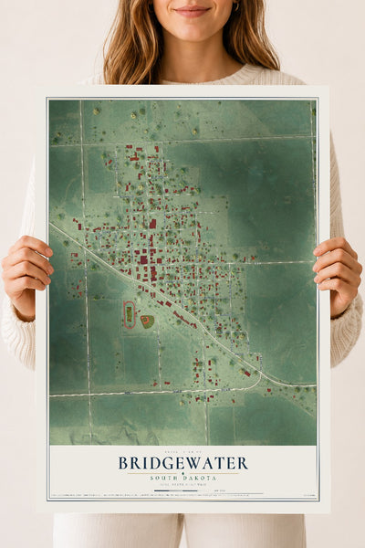Map of Bridgewater, South Dakota, 18 x 24 inch unframed archival matte print