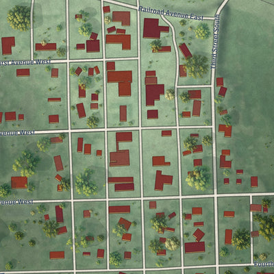 Close-up of the map of Bristol, South Dakota print showing street and building detail