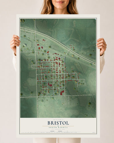 Map of Bristol, South Dakota, 24 x 36 inch unframed archival matte print