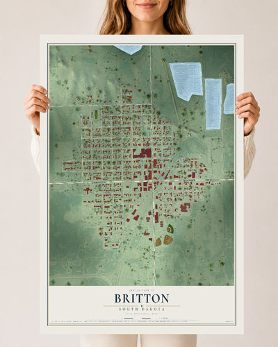 Map of Britton, South Dakota, 24 x 36 inch unframed archival matte print
