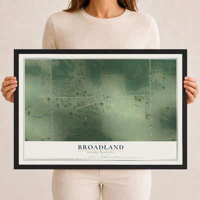 Map of Broadland, South Dakota, 12 x 18 inch print in a black wood frame