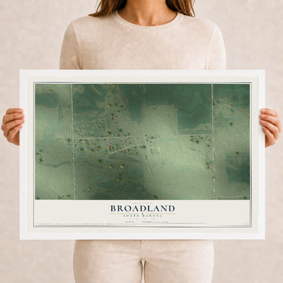 Map of Broadland, South Dakota, 12 x 18 inch print in a white wood frame
